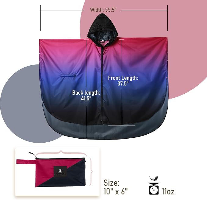 SaphiRose Rain Poncho Jacket Coat Hooded - Image 7