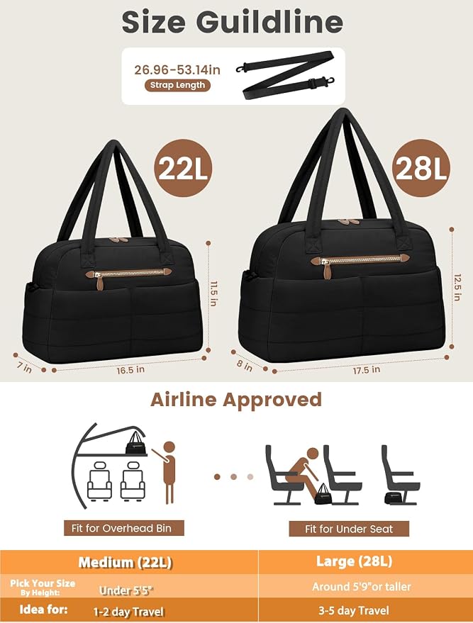 Travel Duffle Bag, Puffer Carry On Duffel Bag - Image 5