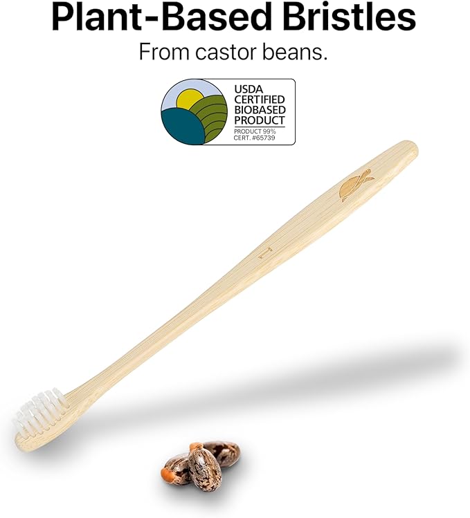 Sea Turtle Plant-Based Bristles, Compact Bamboo Toothbrushes, Soft Natural - Image 3