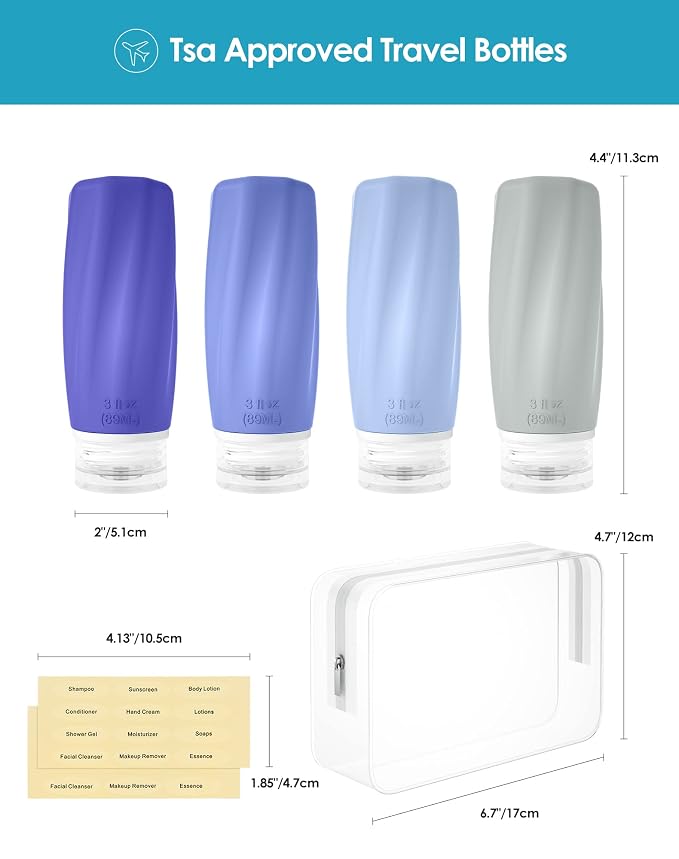 Morfone Travel Bottles for Toiletries, 3oz TSA Approved Travel Size Containers - Image 6