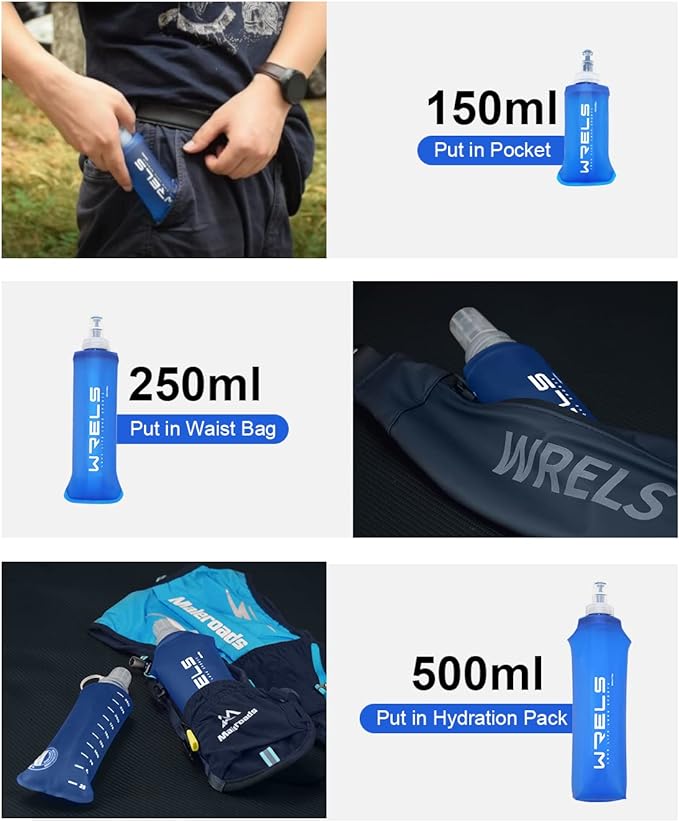 Folding Soft Flask Portable Collapsible Running Lightweight Water Bottle - Image 3
