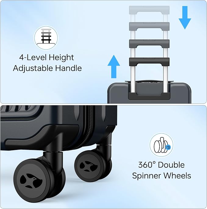 Carry on Luggage 22x14x9 Airline Approved, Durable PC Hardside Suitcase - Image 6