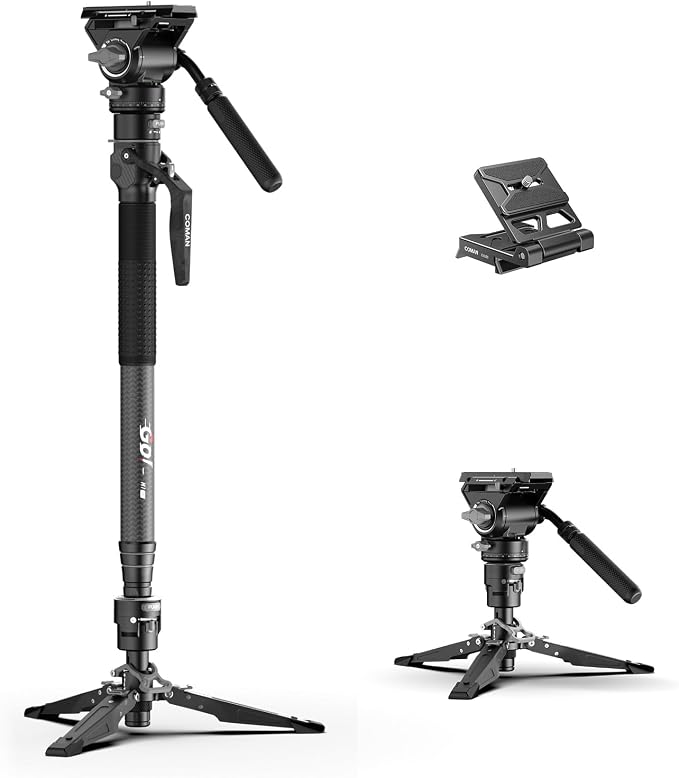 COMAN One-Click Lifting Carbon Fiber Monopod, 69‘’ Camera Monopod by COMAN