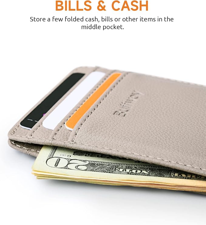 Buffway Mens Slim Wallet, Minimalist Thin Front Pocket Leather Credit Card - Image 5