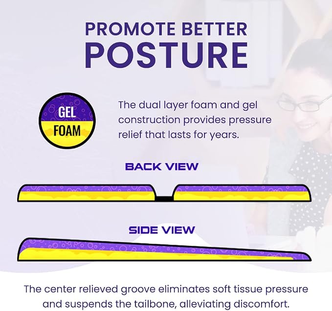 LITE Travel Gel Foam Cushion | Back Pain, Pressure Relief | Relieves Tailbone - Image 9