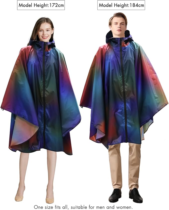 ANYOO Waterproof Rain Poncho Lightweight Reusable Hiking Hooded Coat Jacket - Image 6