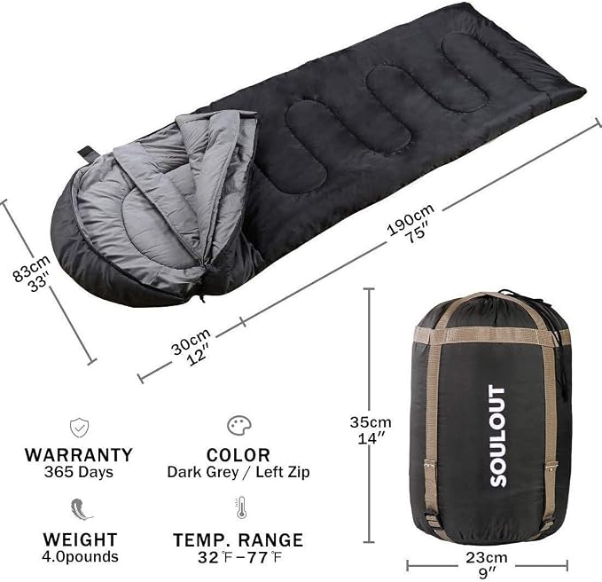 3-4 Season Portable Waterproof Envelope Sleeping Bag - Image 2
