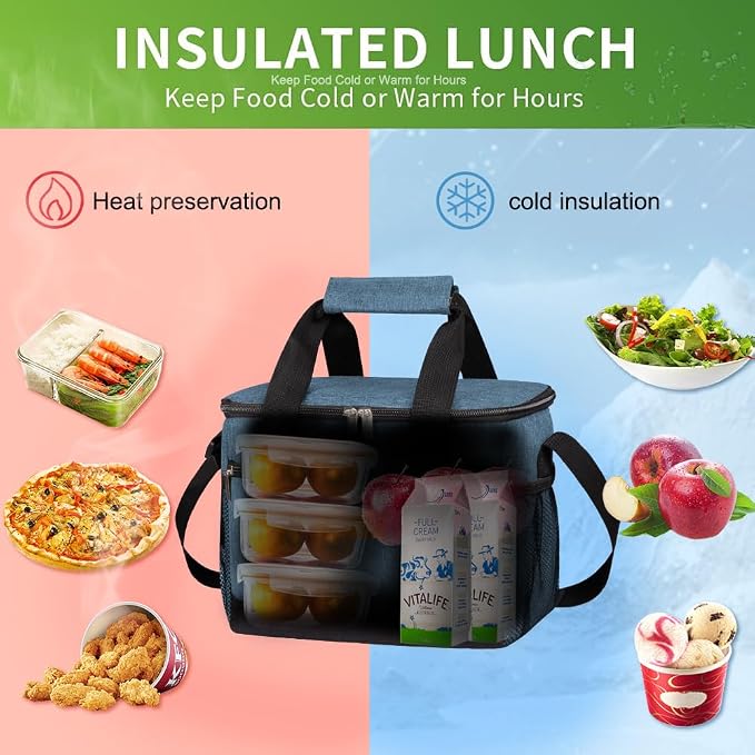 iknoe Large Foldable Cooler Bag, 8.5L Insulated Lunch Bag, Leakproof Lunch - Image 2