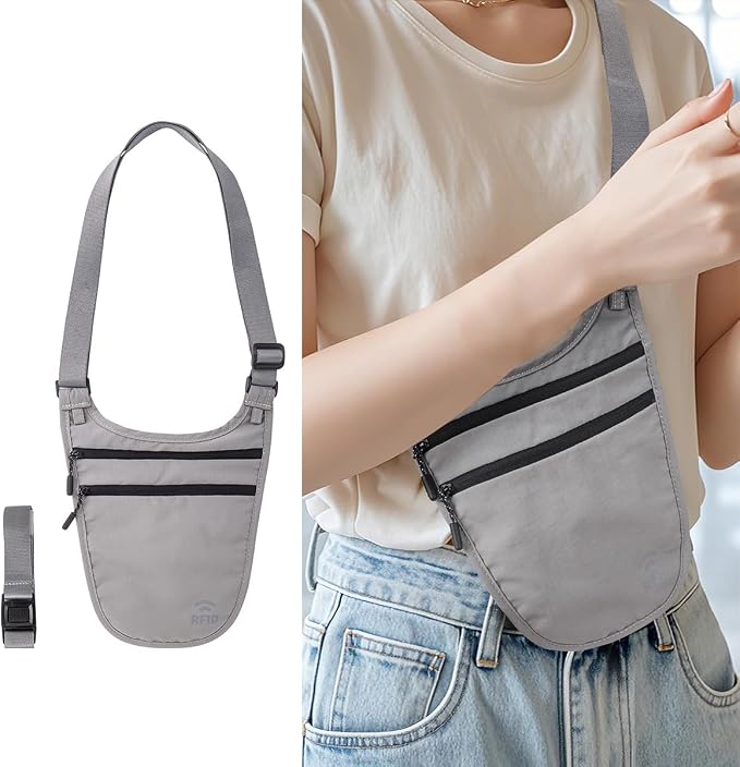 Crossbody Money Belt for Travel Women & Men Hidden, Travel Wallet Pouch - Image 9