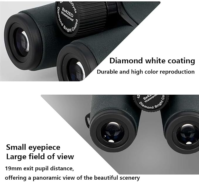 8x42ED Compact Binoculars for Adults – High-Powered BAK4 Prisms, Diamond White - Image 6