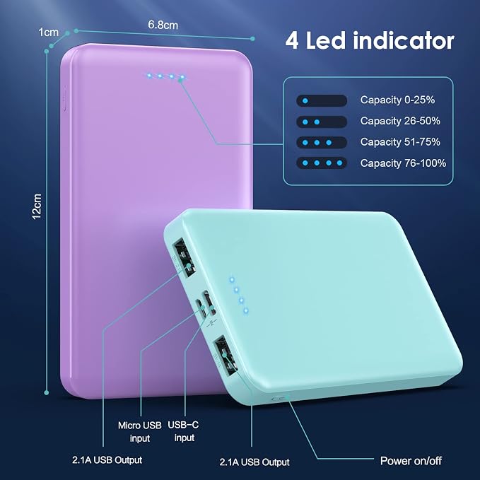 Portable Charger Power Bank 10000mAh, Ultra Slim Compact External Battery Pack - Image 6