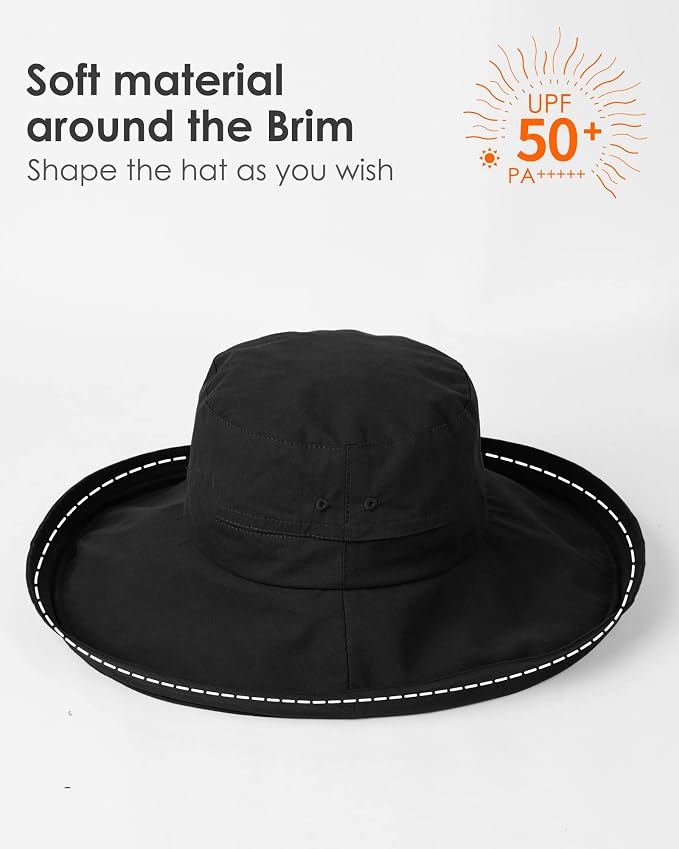Sun Hats for Women Gardening Hat Wide Brim Ponytail Beach Sun Protection - Image 2