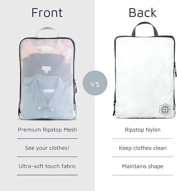 Large Packing Cube Set with See Through Mesh- Compression Packing Cubes Travel - Image 4