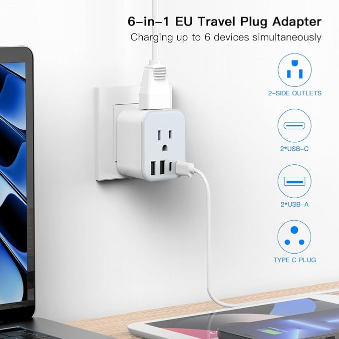 US to India Travel Plug Adapter, Foldable India Power Adapter - Image 2