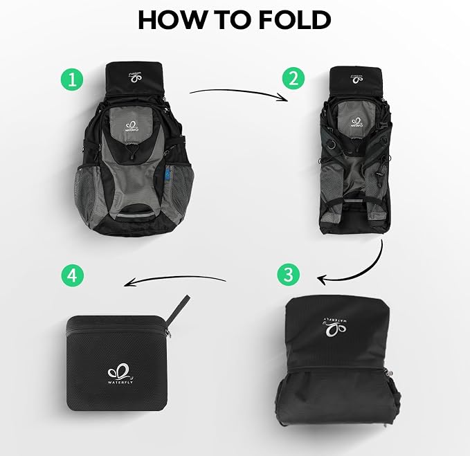WATERFLY Lightweight Packable Hiking Backpack: 30L Foldable Travel Daypack - Image 6