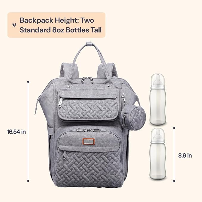 BabbleRoo Diaper Bag Backpack, Unisex Stylish Travel Back Pack Nappy Changing - Image 2