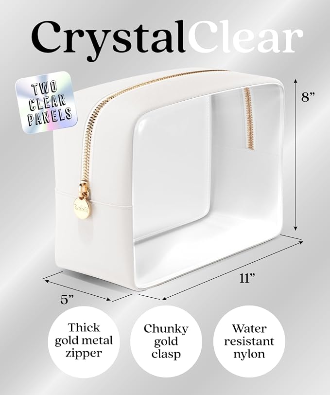 Clear Makeup Bag Zipper Pouch, Transparent Cosmetic Case Organizer, TSA - Image 2