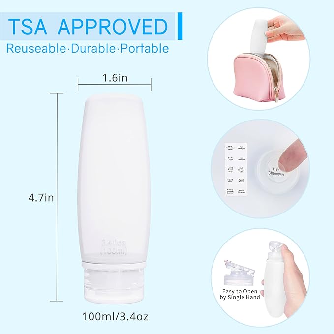 Silicone Travel Bottles for Toiletries TSA Approved Travel Size Containers Set - Image 5
