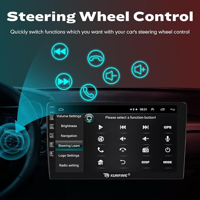 Kunfine Car CarPlay Android Auto Navigation Stereo GPS Radio Reverse Camera - Image 6