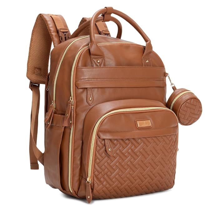 BabbleRoo Leather Diaper Bag Backpack by BabbleRoo