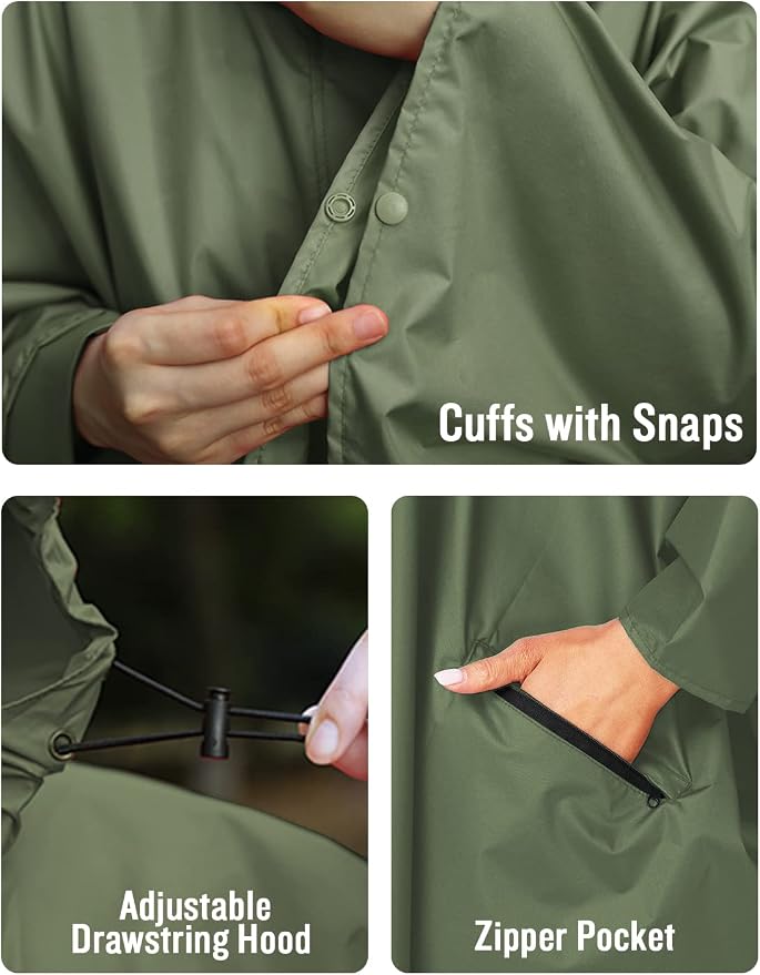 SaphiRose Unisex Rain Poncho Hooded Waterproof Raincoat - Image 5