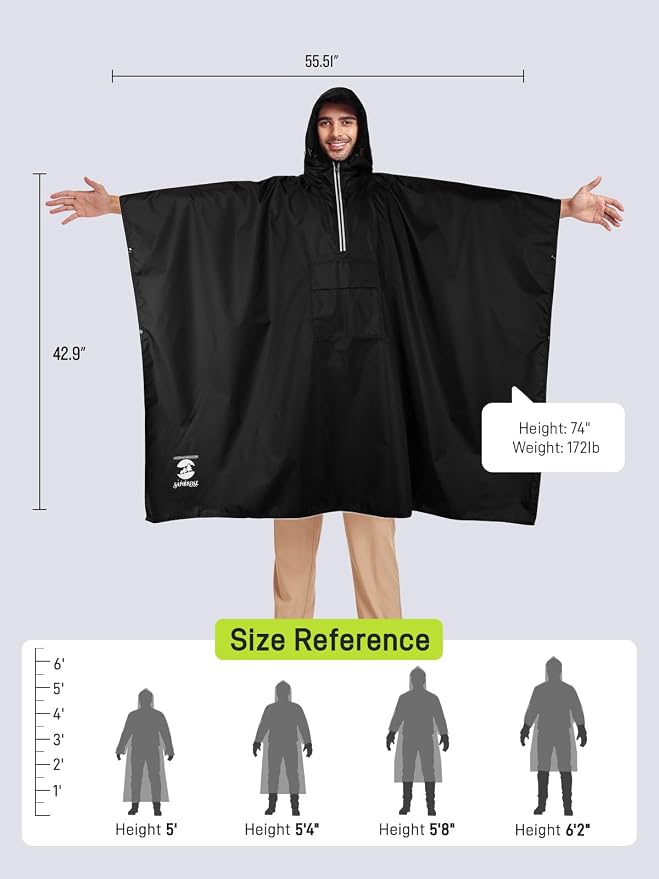 SaphiRose Hooded Rain Poncho Waterproof Raincoat Jacket - Image 2