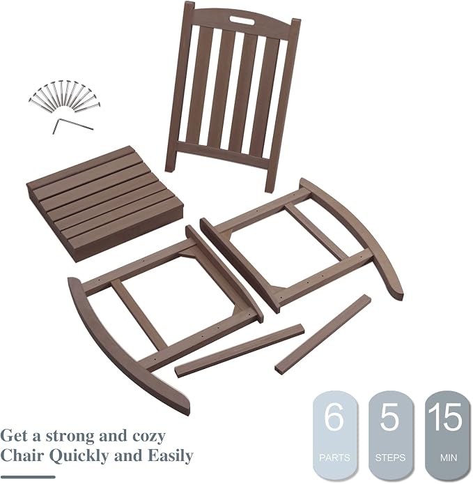 Psilvam Oversized Outdoor Rocking Chair, - Image 7