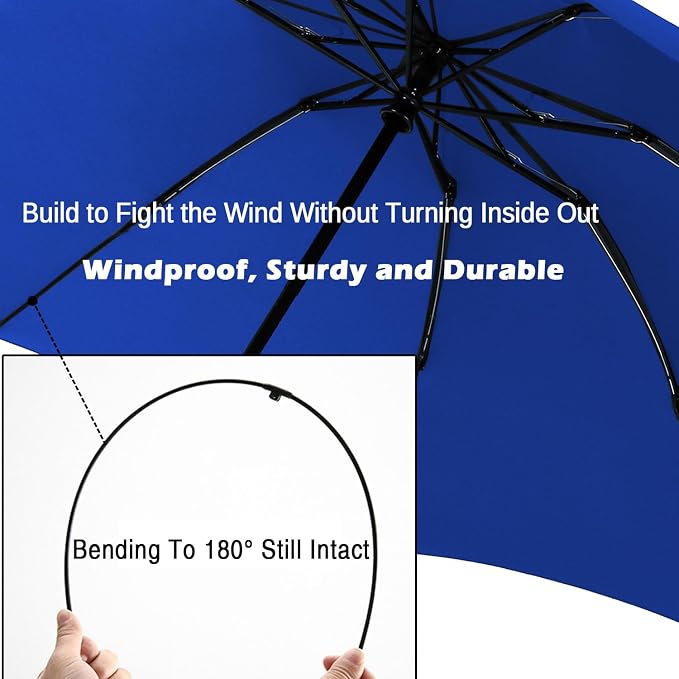 LANBRELLA Compact Reverse Folding Umbrella Auto Windproof Travel Umbrella - Image 4