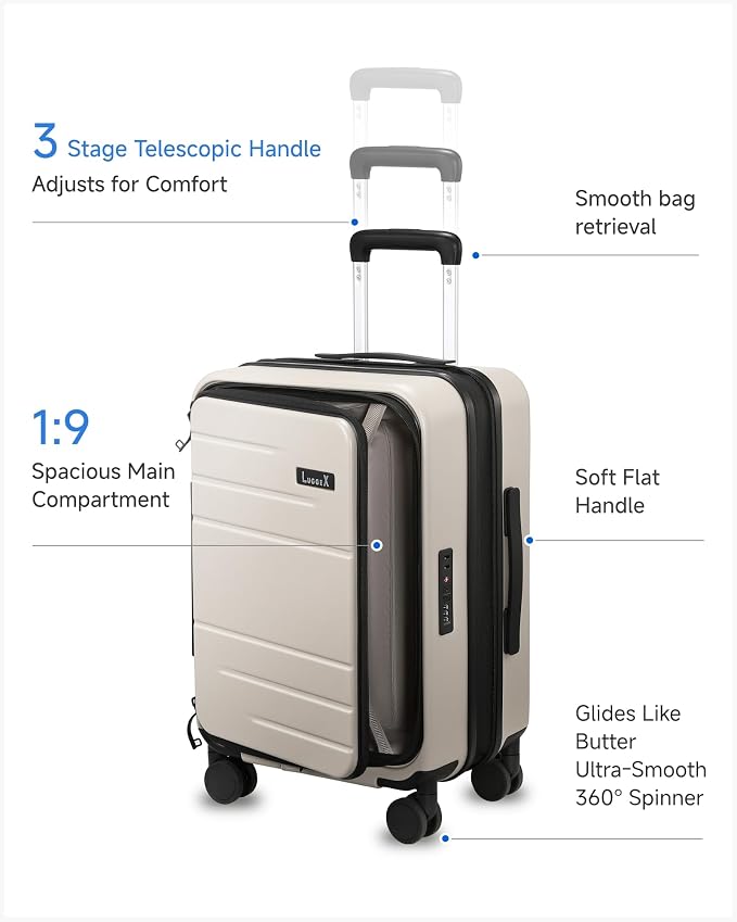 Carry On Luggage Top Opening, FLT Expandable Polycarbonate Hard Shell Suitcase - Image 6