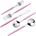 Mirror Silver Rosy Silverware Set, 20-Piece Stainless Steel Flatware Set by VANVRO