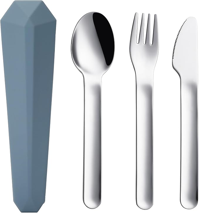 DEVICO Travel Utensils with Case, Reusable Camping Silverware Cutlery, 18/8 by DEVICO