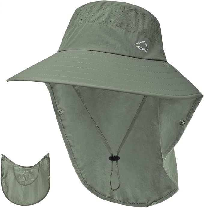 Sun Hat for Men Women with Neck Flap, UPF 50+ UV Protective Hiking Fishing Hats by ZOORON