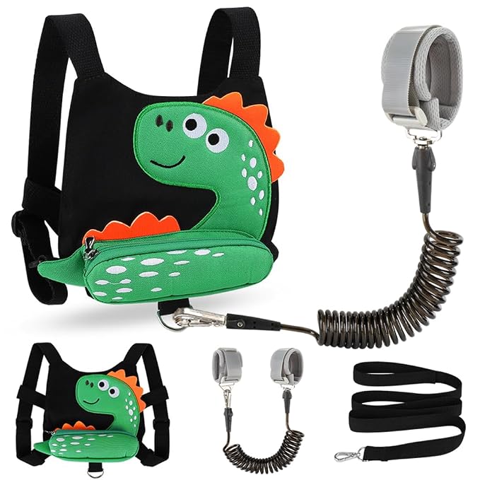 Accmor Toddler Harness Leash + Anti Lost Wrist Link, Cute Dinosaur Kids Leash - Image 8