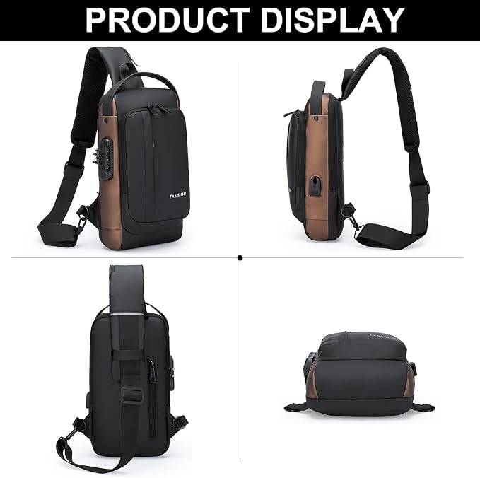 Sling Bag for Men Anti-theft USB Crossbody Shoulder Backpack Purse Waterproof - Image 5