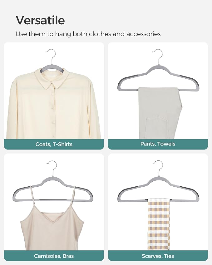 SONGMICS Clothes Hangers, Space-Saving, Light Gray and Dark Gray UCRP30G - Image 4