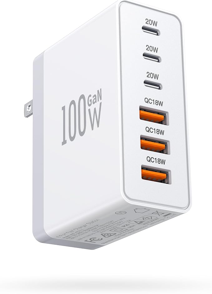 100W USB C Wall Charger, 6-Port PD Fast USB C Charging Block, 3 Type C+3Type A by Dulums
