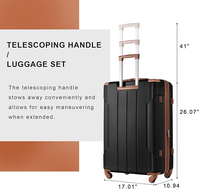 Merax Luggage Set 3 Piece Expandable Lightweight Spinner Suitcase - Image 8