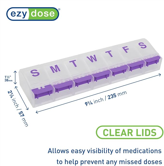 EZY DOSE Pill Organizer Weekly, Medicine Planner, Vitamin Case/Box, 2X-Large - Image 3