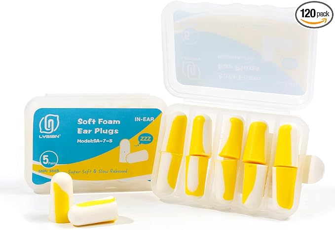 LYSIAN Ultra Soft Foam Earplugs Sleep 5 Pairs, 38dB Noise Reduction Ear Plugs by LYSIAN