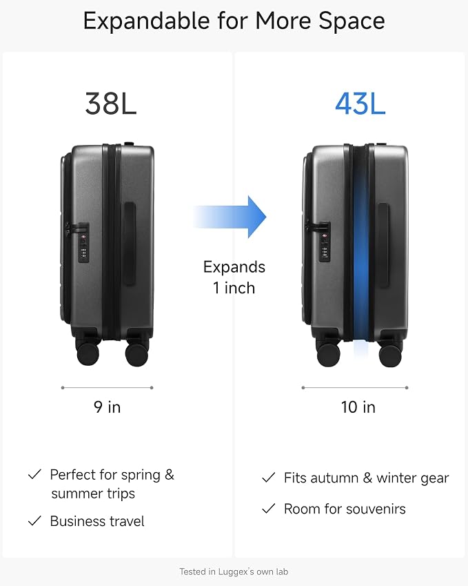 Carry On Luggage Top Opening, FLT Expandable Polycarbonate Hard Shell Suitcase - Image 5