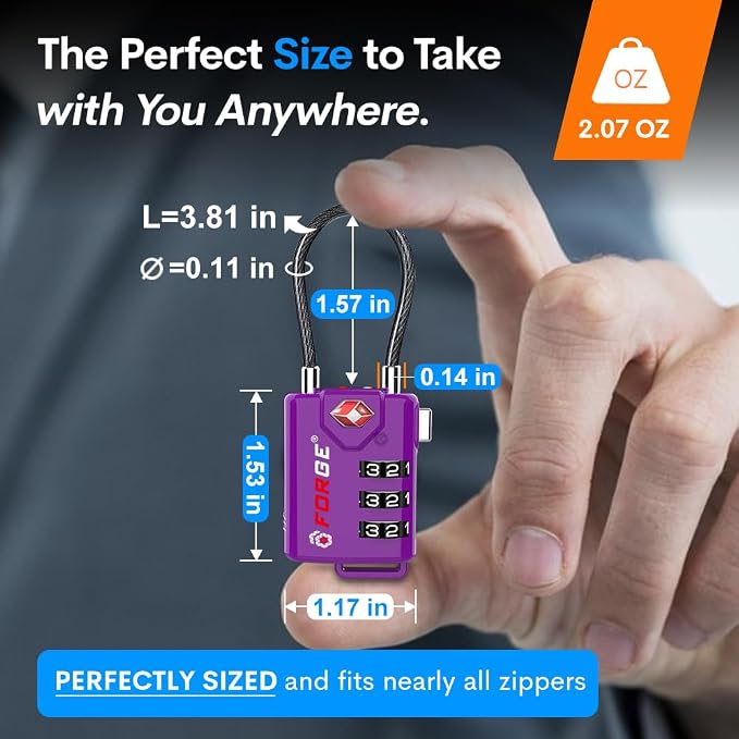 Forge TSA Approved Luggage Locks, Re-settable Combination - Image 5