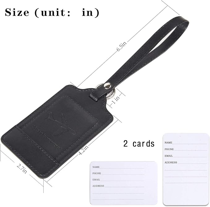 Teskyer Luggage Tags, 3 Pack Premium PU Leather Luggage Tags Privacy Protection - Image 6
