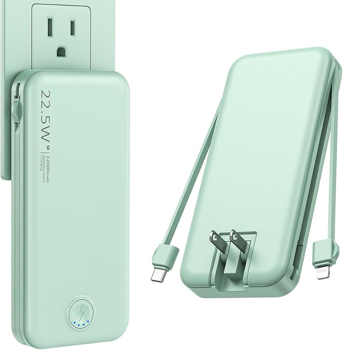 Portable Charger with Built in Cable and AC Wall Plug, USB C Power Bank by NUSYDDY