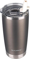 Metallic Gray 20 oz Travel Iced Coffee Mugs Cups Stainless Steel Vacuum by Patent-pendingstraw1secondoff1secondon3-secondclean