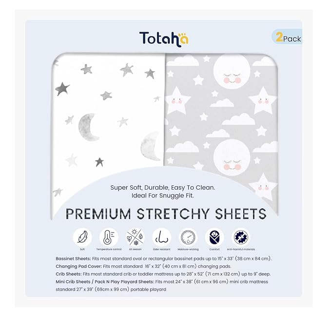 TotAha Premium Stretchy Crib Sheets-Hypoallergenic, Silky Comfort, Buttery Soft by TotAha%7CUnitedStates
