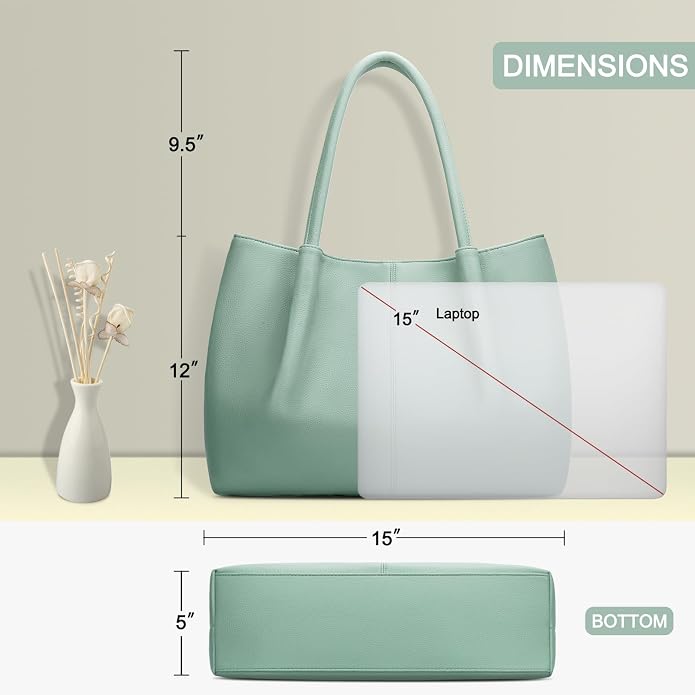 KKXIU Tote Bag for Women Vegan Leather Shoulder Purse Large Capacity Travel Bag - Image 7