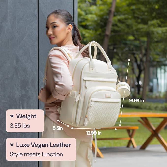 BabbleRoo Leather Diaper Bag Backpack - Image 3