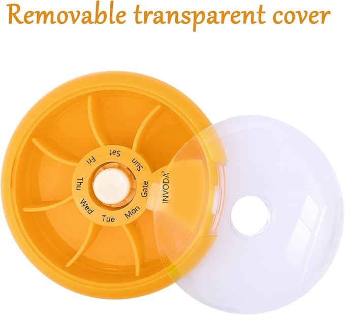 INVODA Weekly Pill Organizer 7 Compartment Rotating Pill Box - Image 4