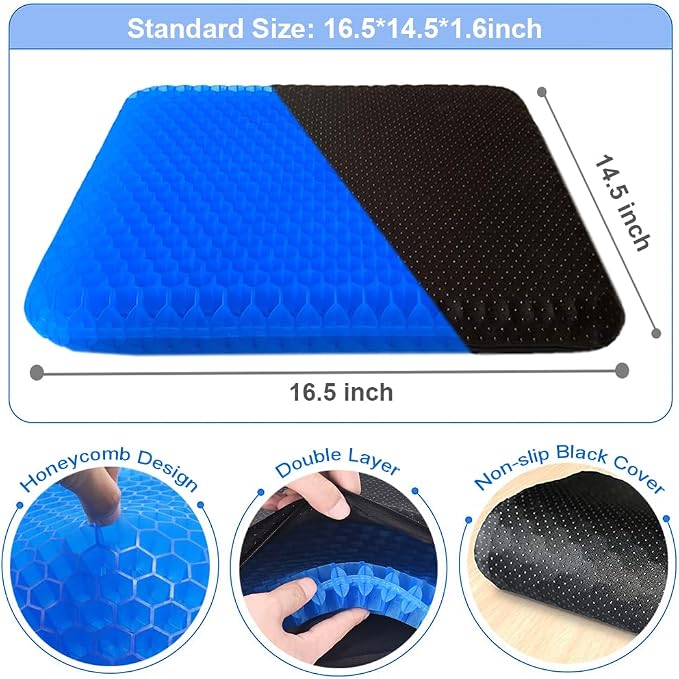 Gel Seat Cushion for Long Sitting Pressure Relief for Back, Tailbone Pain – - Image 3