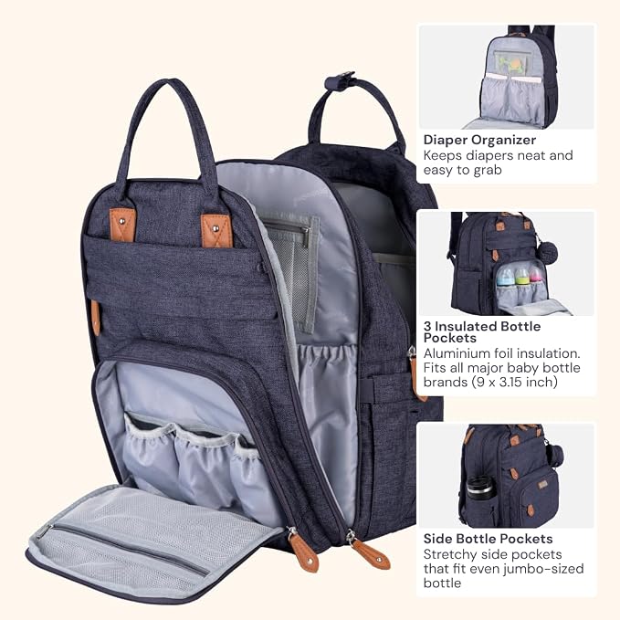 BabbleRoo Extra Large Diaper Bag Backpack, Expandable Baby Bag - Image 4
